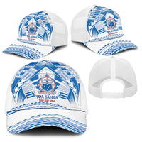 Toa Samoa Rugby Baseball Net Cap Uso aso uma Samoan Pattern White - Polynesian Pride