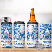 Toa Samoa Rugby Custom 4 in 1 Can Cooler Tumbler Uso aso uma Samoan Pattern White - Polynesian Pride