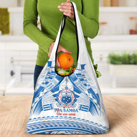 Toa Samoa Rugby Custom Grocery Bag Uso aso uma Samoan Pattern White - Polynesian Pride