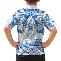 Toa Samoa Rugby Custom Kid Hawaiian Shirt Uso aso uma Samoan Pattern White - Polynesian Pride