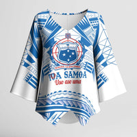 Toa Samoa Rugby Custom Kimono Sleeve Blouse Uso aso uma Samoan Pattern White - Polynesian Pride