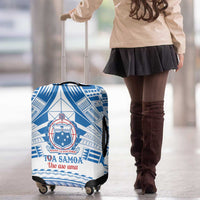 Toa Samoa Rugby Custom Luggage Cover Uso aso uma Samoan Pattern White - Polynesian Pride