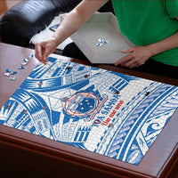 Toa Samoa Rugby Custom Puzzle Uso aso uma Samoan Pattern White - Polynesian Pride