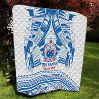 Toa Samoa Rugby Custom Quilt Uso aso uma Samoan Pattern White - Polynesian Pride