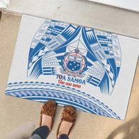 Toa Samoa Rugby Custom Rubber Doormat Uso aso uma Samoan Pattern White - Polynesian Pride