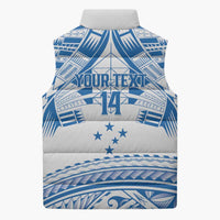 Toa Samoa Rugby Custom Sleeveless Puffer Jacket Uso aso uma Samoan Pattern White - Polynesian Pride