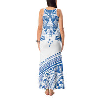 Toa Samoa Rugby Custom Tank Maxi Dress Uso aso uma Samoan Pattern White - Polynesian Pride