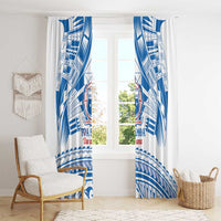 Toa Samoa Rugby Custom Window Curtain Uso aso uma Samoan Pattern White - Polynesian Pride