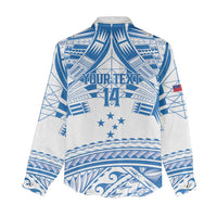 Toa Samoa Rugby Custom Women Casual Shirt Uso aso uma Samoan Pattern White - Polynesian Pride