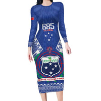 Personalised Samoa 685 Family Matching Long Sleeve Bodycon Dress and Hawaiian Shirt Samoan Pride Coat Of Arms - Polynesian Pride