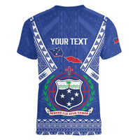 Personalised Samoa 685 Women V-Neck T-Shirt Samoan Pride Coat Of Arms - Polynesian Pride