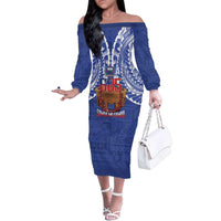 Toa Samoa Rugby Family Matching Off The Shoulder Long Sleeve Dress and Hawaiian Shirt 685 Pride Tanoa Ula Fala - Polynesian Pride