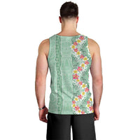 Menthol Green Aloha Hawaii Tiki Men Tank Top Tropical Plumeria - Seamless Style