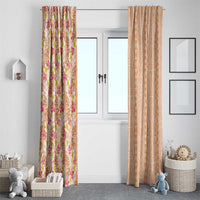Orange Chiffon Aloha Hawaii Tiki Window Curtain Tropical Plumeria - Seamless Style