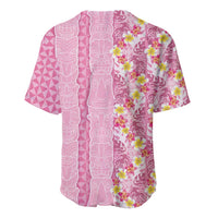 Pastel Magenta Aloha Hawaii Tiki Baseball Jersey Tropical Plumeria - Seamless Style