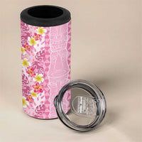Pastel Magenta Aloha Hawaii Tiki 4 in 1 Can Cooler Tumbler Tropical Plumeria - Seamless Style