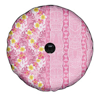 Pastel Magenta Aloha Hawaii Tiki Spare Tire Cover Tropical Plumeria - Seamless Style
