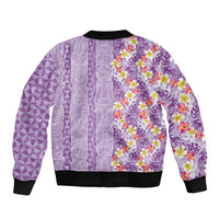 Lush Lilac Aloha Hawaii Tiki Bomber Jacket Tropical Plumeria - Seamless Style