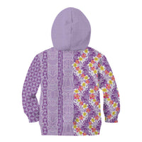 Lush Lilac Aloha Hawaii Tiki Kid Hoodie Tropical Plumeria - Seamless Style