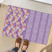 Lush Lilac Aloha Hawaii Tiki Rubber Doormat Tropical Plumeria - Seamless Style