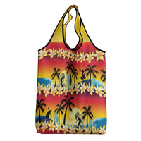 Tropical Islands Sunset Hawaii Grocery Bag Go Surfing With Hula Girl - Summer Vibes