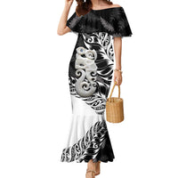 Aotearoa Manaia NZ Maori Silver Fern Mermaid Dress LT14 Women Black - Polynesian Pride