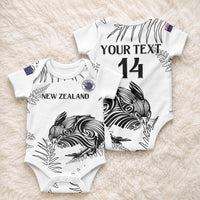 Custom New Zealand Kiwi Football Baby Onesie Aotearoa Silver Fern
