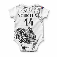 Custom New Zealand Kiwi Football Baby Onesie Aotearoa Silver Fern