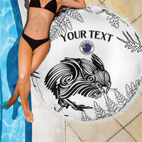 Custom New Zealand Kiwi Football Beach Blanket Aotearoa Silver Fern