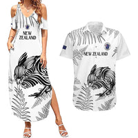 Custom New Zealand Kiwi Football Couples Matching Summer Maxi Dress and Hawaiian Shirt Aotearoa Silver Fern