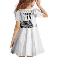 Custom New Zealand Kiwi Football Kid Short Sleeve Dress Aotearoa Silver Fern LT14 - Polynesian Pride