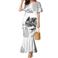 Custom New Zealand Kiwi Football Mermaid Dress Aotearoa Silver Fern LT14 Women White - Polynesian Pride