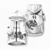 Custom New Zealand Kiwi Football Pet Hoodie Aotearoa Silver Fern