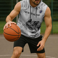 Custom New Zealand Kiwi Football Sleeveless Hoodie Aotearoa Silver Fern - Polynesian Pride