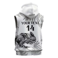 Custom New Zealand Kiwi Football Sleeveless Zip Hoodie Aotearoa Silver Fern - Polynesian Pride