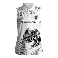 Custom New Zealand Kiwi Football Women Sleeveless Polo Shirt Aotearoa Silver Fern