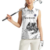 Custom New Zealand Kiwi Football Women Sleeveless Polo Shirt Aotearoa Silver Fern