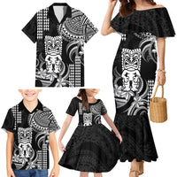 Hawaii Ku God Family Matching Mermaid Dress and Hawaiian Shirt Kakau Mix Polynesian Tattoo