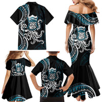 Turquoise Hawaii Kanaloa God Family Matching Mermaid Dress and Hawaiian Shirt Hawaiian Octopus