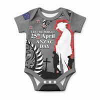 New Zealand ANZAC Day Baby Onesie 25th April Silver Fern With Poppy