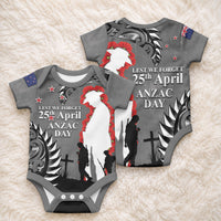 New Zealand ANZAC Day Baby Onesie 25th April Silver Fern With Poppy