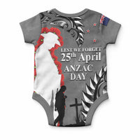 New Zealand ANZAC Day Baby Onesie 25th April Silver Fern With Poppy