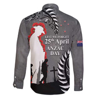 New Zealand ANZAC Day Family Matching Off Shoulder Maxi Dress and Hawaiian Shirt 25th April Silver Fern With Poppy