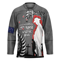 New Zealand ANZAC Day Hockey Jersey 25th April Silver Fern With Poppy - Polynesian Pride