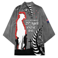 New Zealand ANZAC Day Kimono 25th April Silver Fern With Poppy - Polynesian Pride