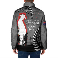 New Zealand ANZAC Day Padded Jacket 25th April Silver Fern With Poppy - Polynesian Pride