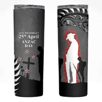 New Zealand ANZAC Day Skinny Tumbler 25th April Silver Fern With Poppy LT14 Gray - Polynesian Pride