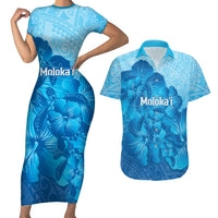 Aloha Hawaii Molokai Island Couples Matching Short Sleeve Bodycon Dress and Hawaiian Shirt Hibiscus Tribal Honu Hawaiian Tattoo