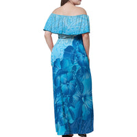 Aloha Hawaii Molokai Island Family Matching Off Shoulder Maxi Dress and Hawaiian Shirt Hibiscus Tribal Honu Hawaiian Tattoo