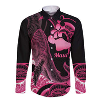 Aloha Hawaii Maui Long Sleeve Button Shirt Valley Isle Humpback Whale Black